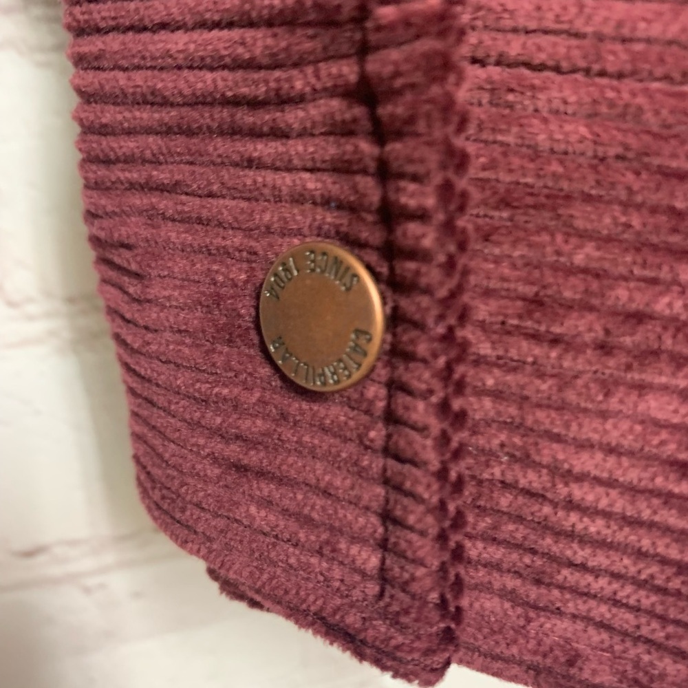 NWOT Caterpillar Workwear Burgundy Corduroy Snap Shirt Jacket Size L - Picture 4 of 7